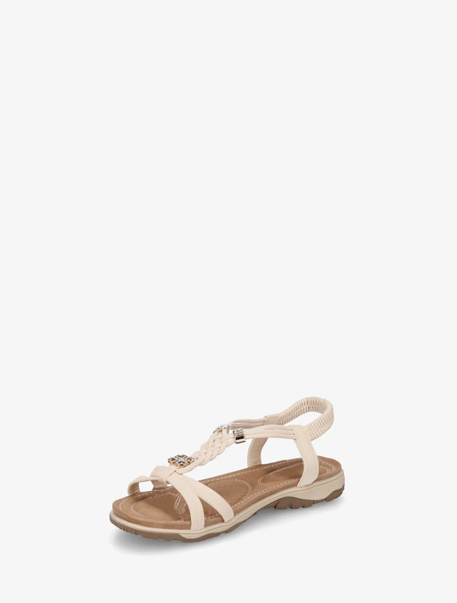 Nu-pieds à empiècement trèfle strassé - Beige - Image 3