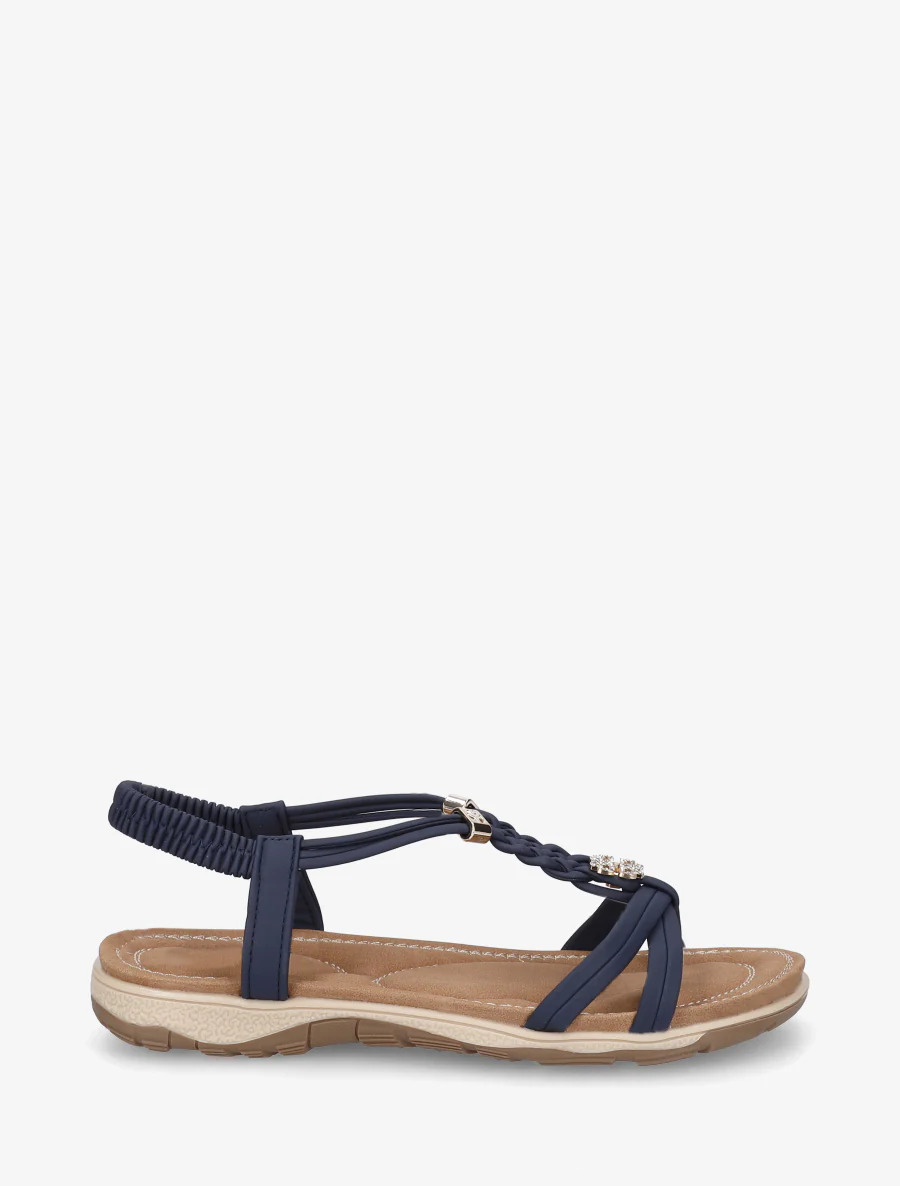 Nu-pieds à empiècement trèfle strassé - Marine