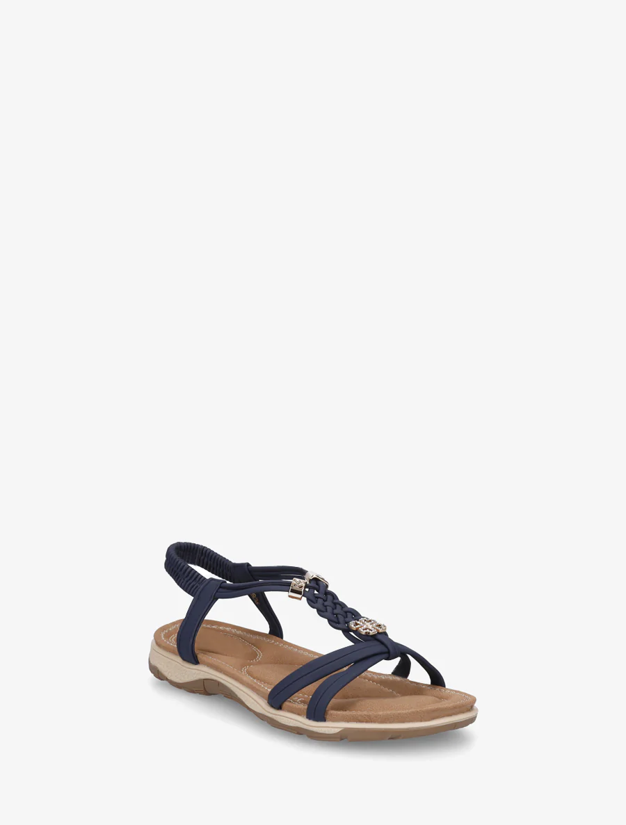 Nu-pieds à empiècement trèfle strassé - Marine - Image 2