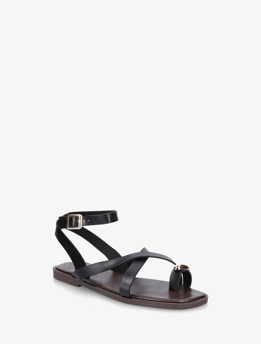 Nu-pieds à entredoigt et bijou métal - Noir - Image 2