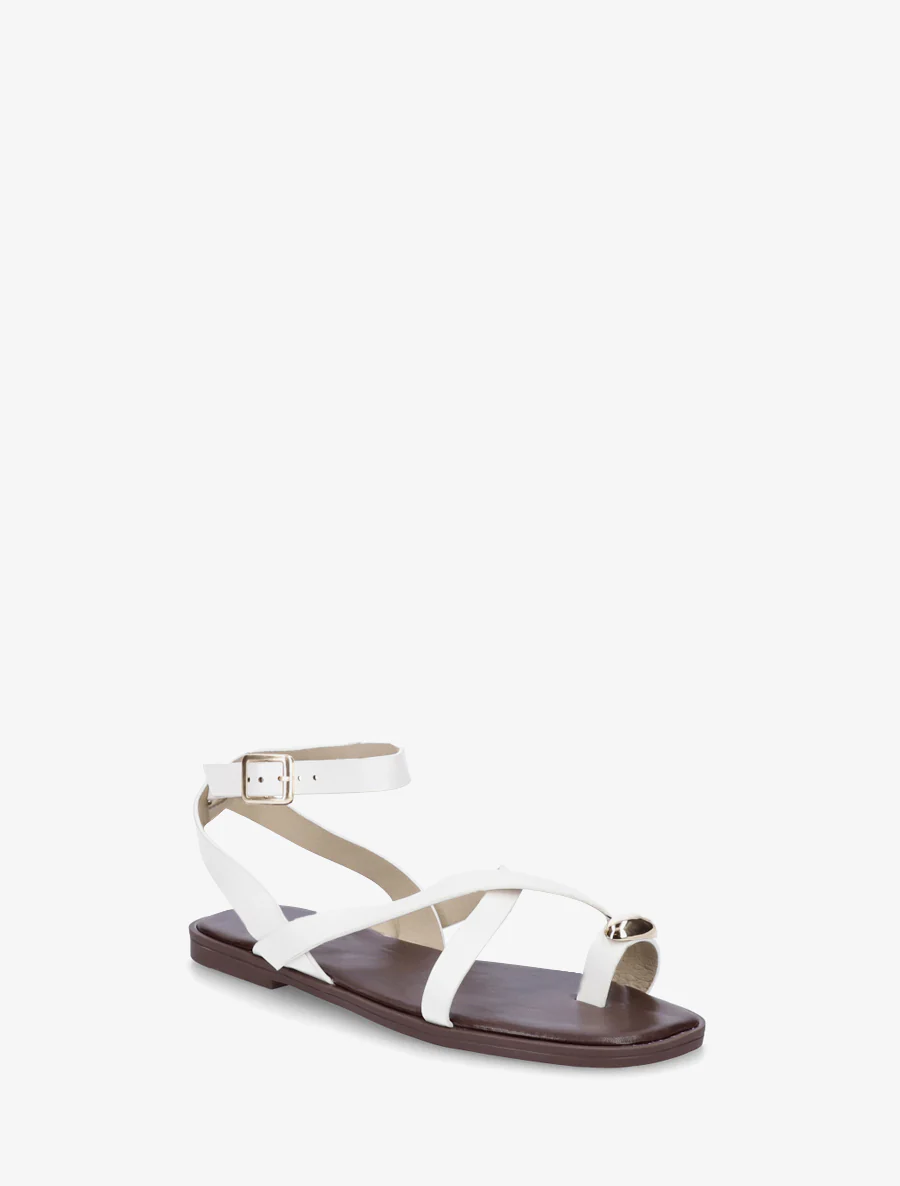 Nu-pieds à entredoigt et bijou métal - Blanc - Image 2