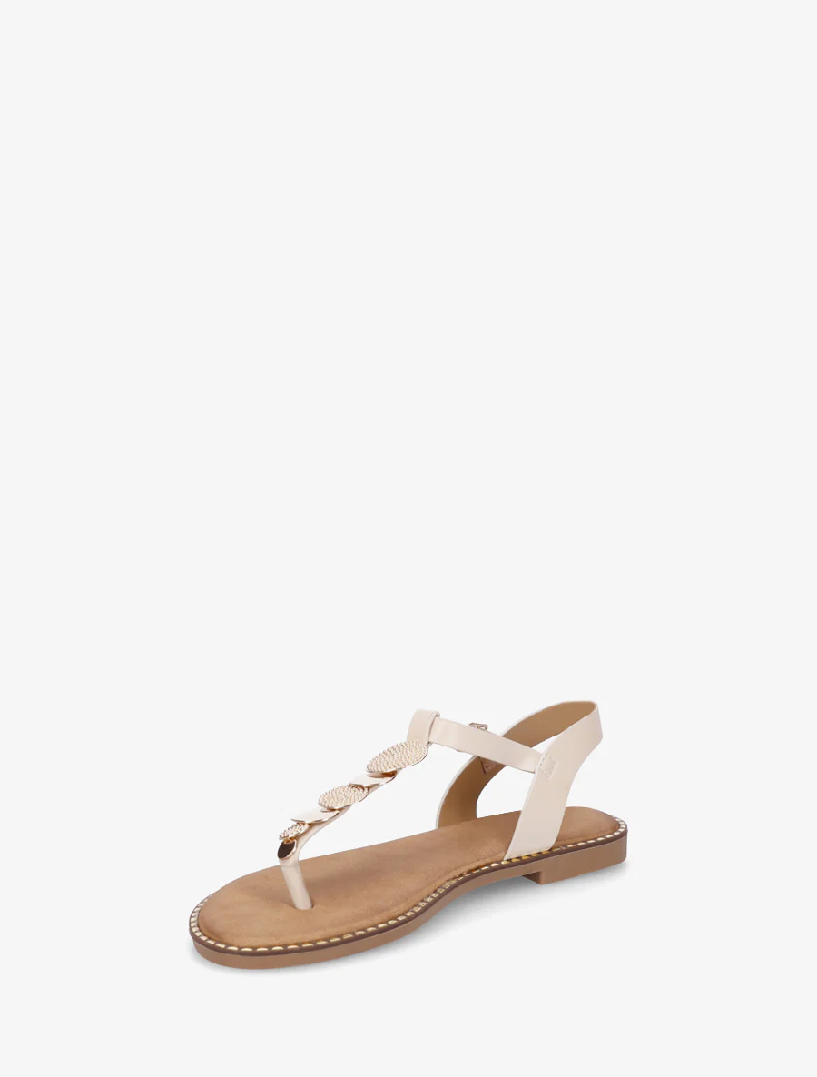 Nu-pieds à entredoigt et bijoux médailles - Beige - Image 3