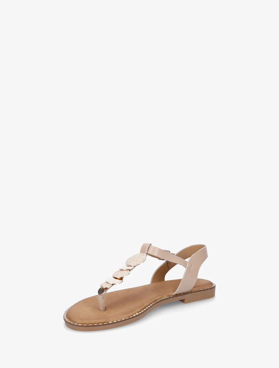 Nu-pieds à entredoigt et bijoux médailles - Taupe - Image 3