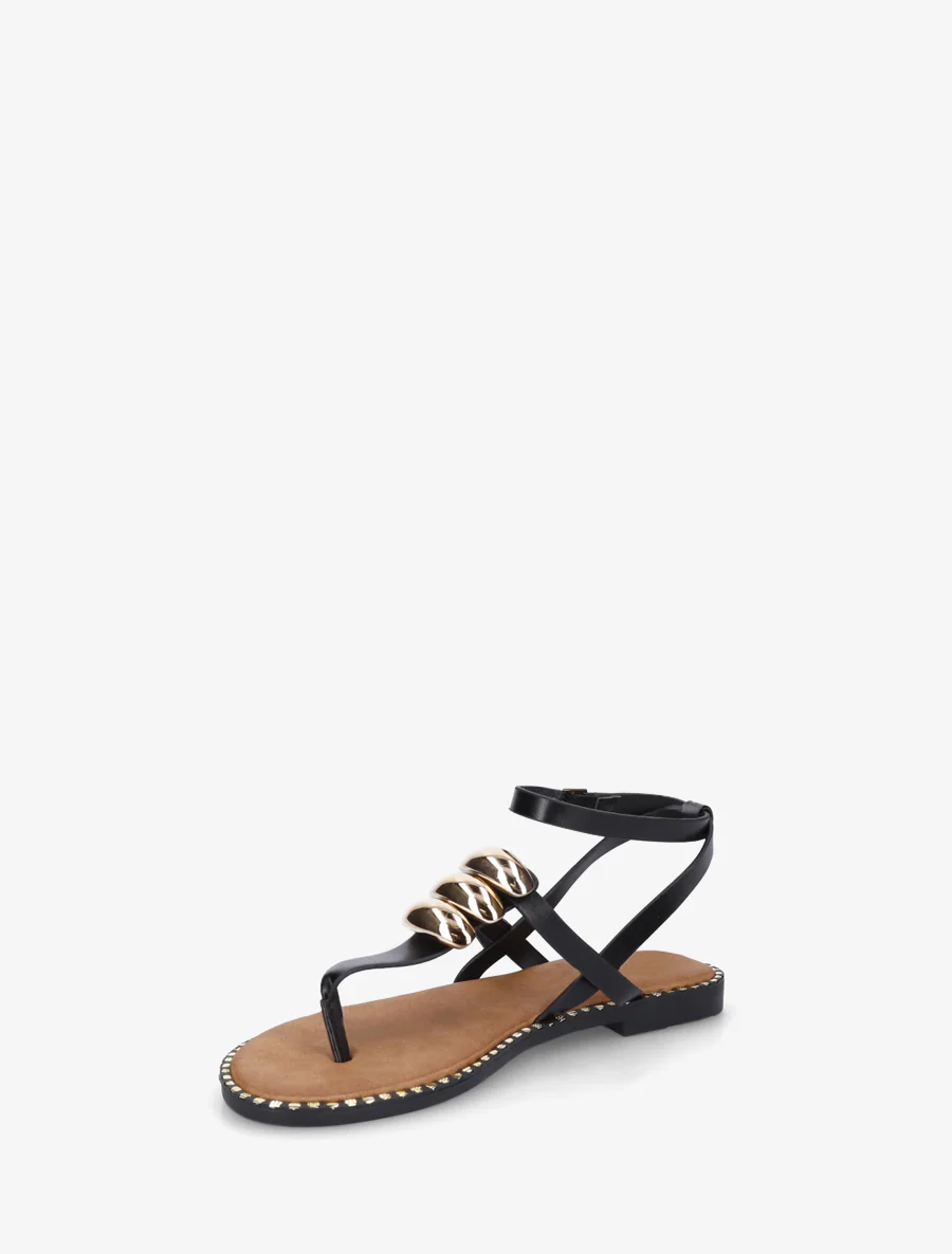 Nu-pieds à entredoigt et bijoux métalliques - Noir - Image 3