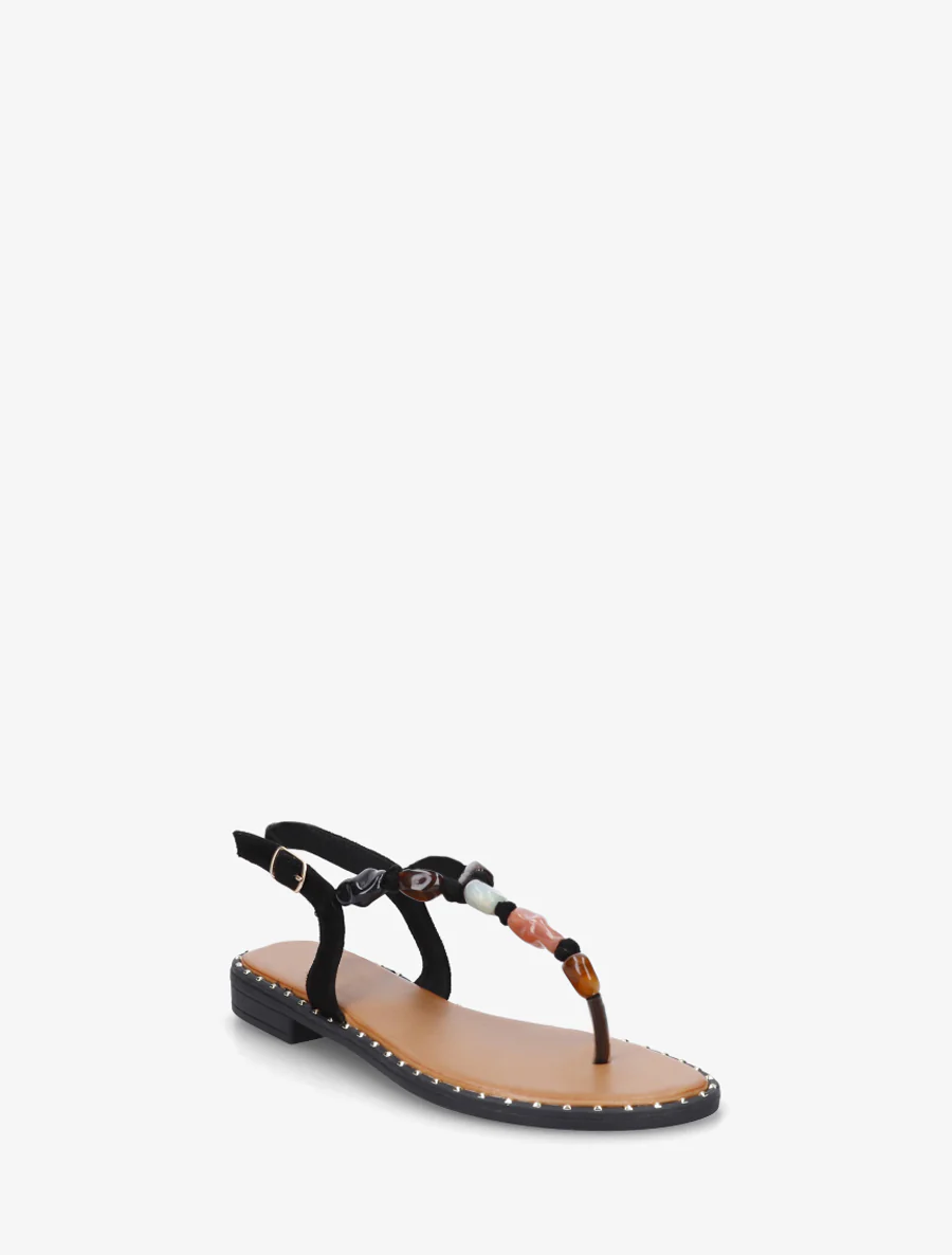 Nu-pieds à perles et entredoigt - Noir - Image 2
