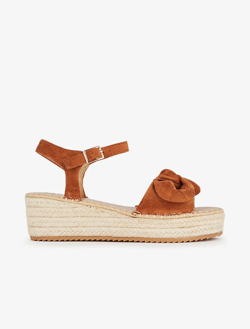Nu-pieds à plateforme à ganse effet nouer - camel - Image 2