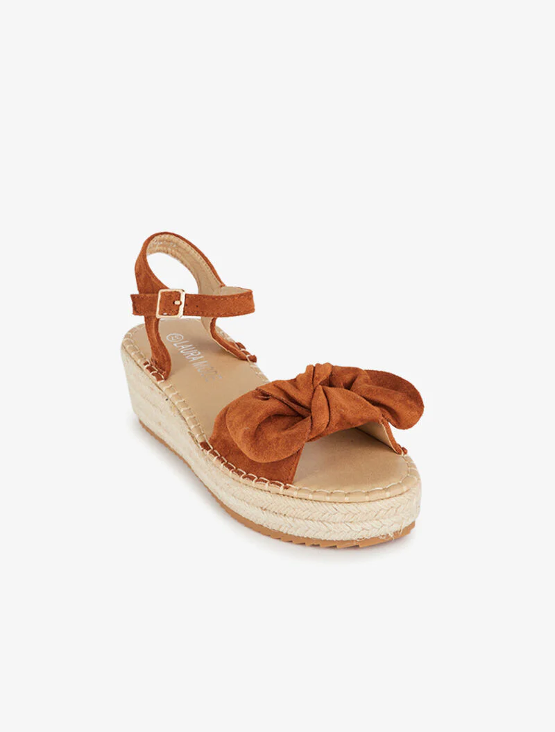 Nu-pieds à plateforme à ganse effet nouer - camel - Image 3