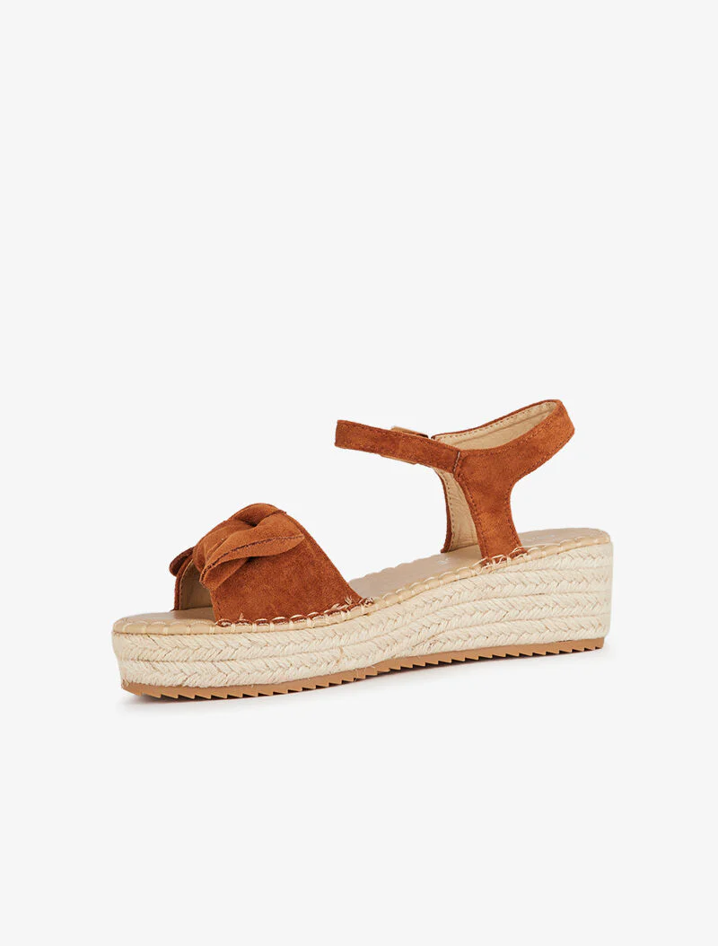 Nu-pieds à plateforme à ganse effet nouer - camel - Image 4