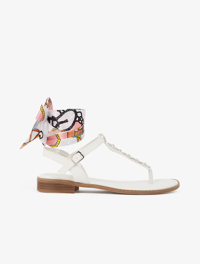 Nu-pieds à tour de cheville foulard - blanc
