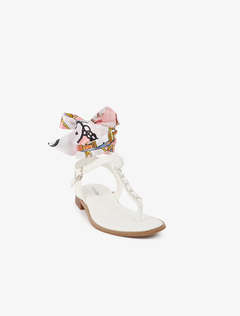 Nu-pieds à tour de cheville foulard - blanc - Image 2