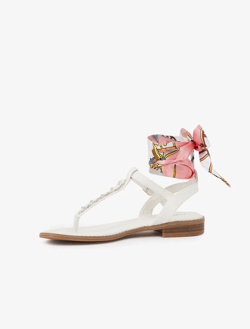 Nu-pieds à tour de cheville foulard - blanc - Image 3