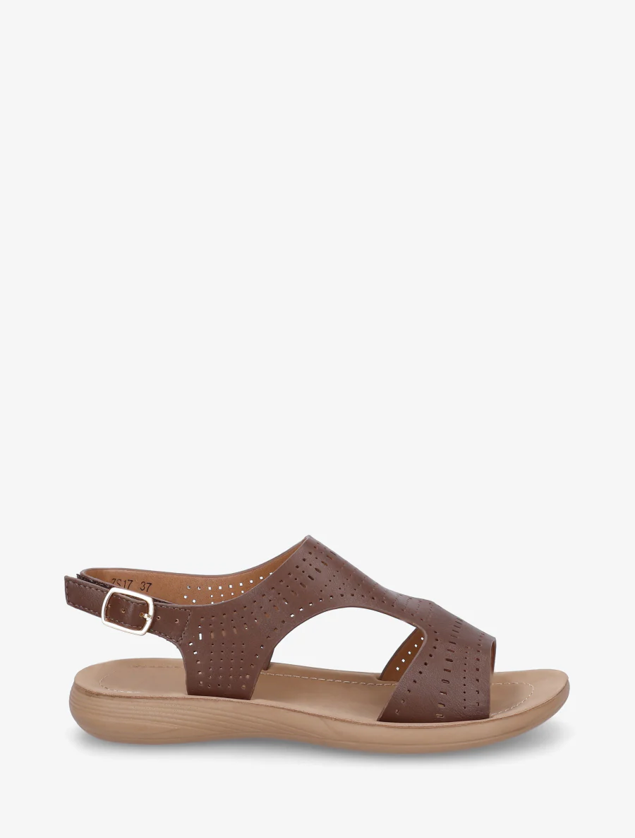 Nu-pieds ajourés à scratch - Marron