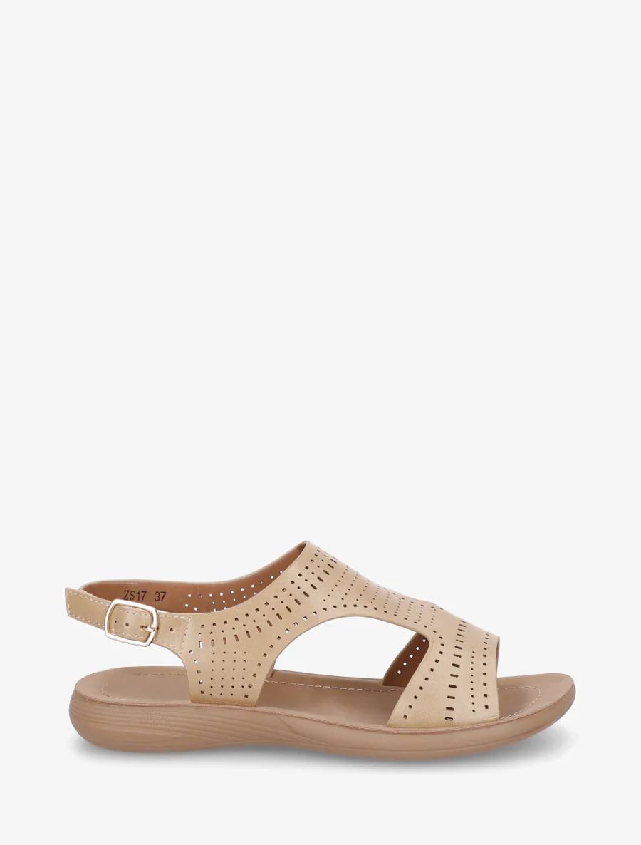 Nu-pieds ajourés à scratch - Beige