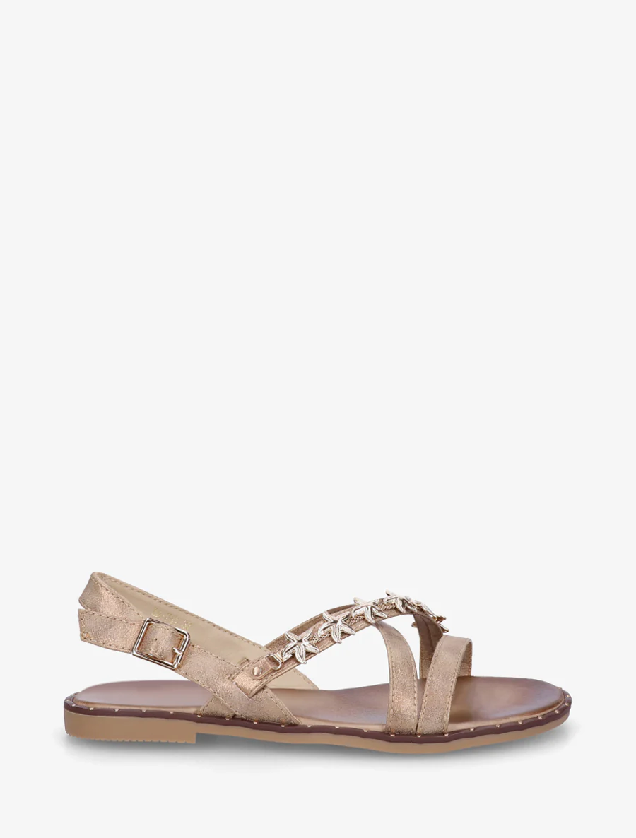 Nu-pieds cloutés à bijoux étoiles de mer - Taupe