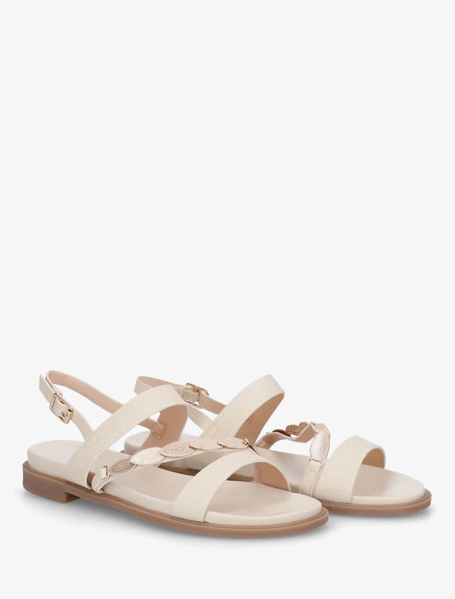 Nu-pieds en simili à bijou feuilles - Beige - Image 4