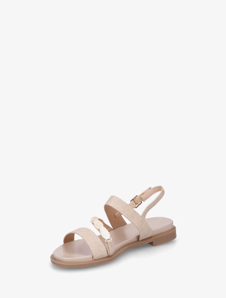 Nu-pieds en simili à bijou feuilles - Taupe - Image 3
