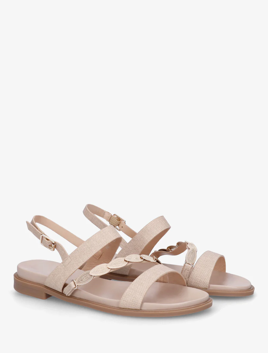 Nu-pieds en simili à bijou feuilles - Taupe - Image 4