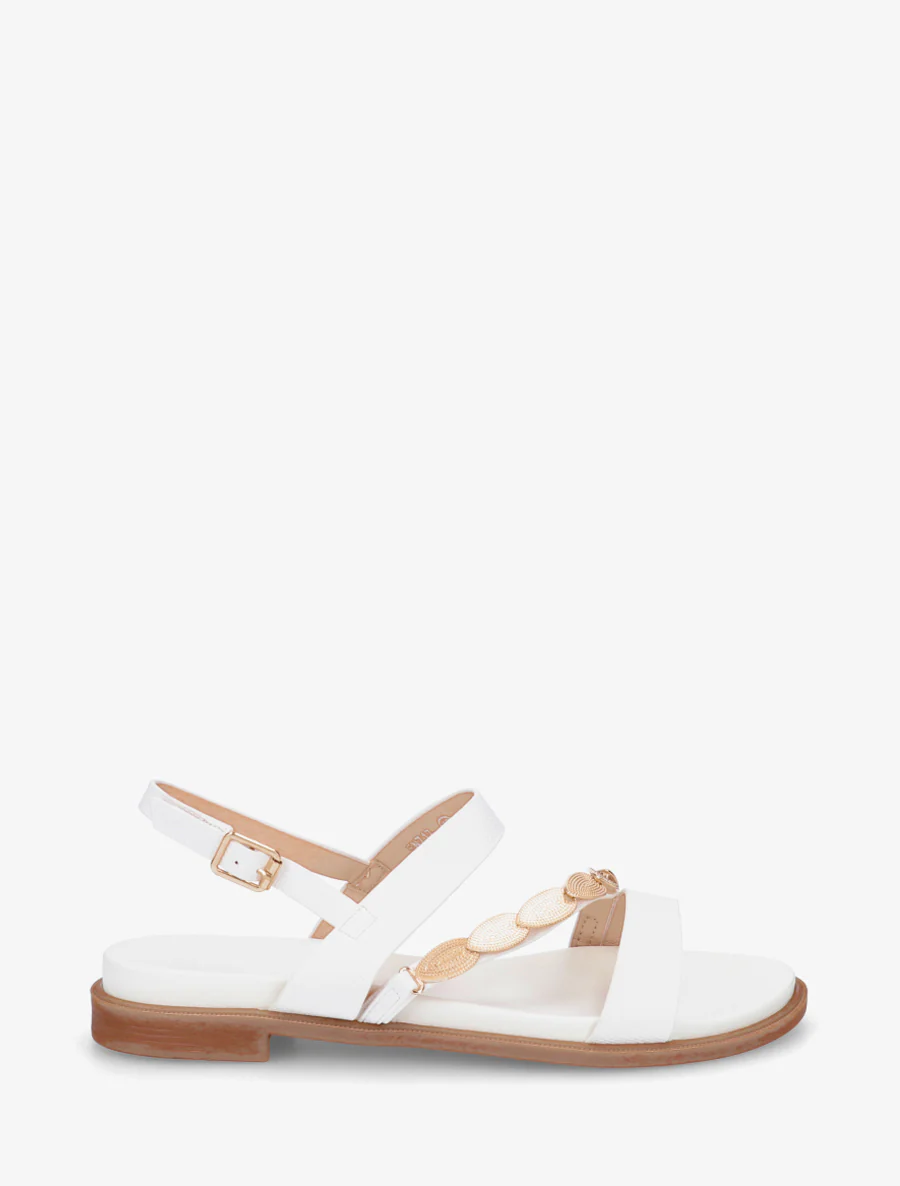 Nu-pieds en simili à bijou feuilles - Blanc