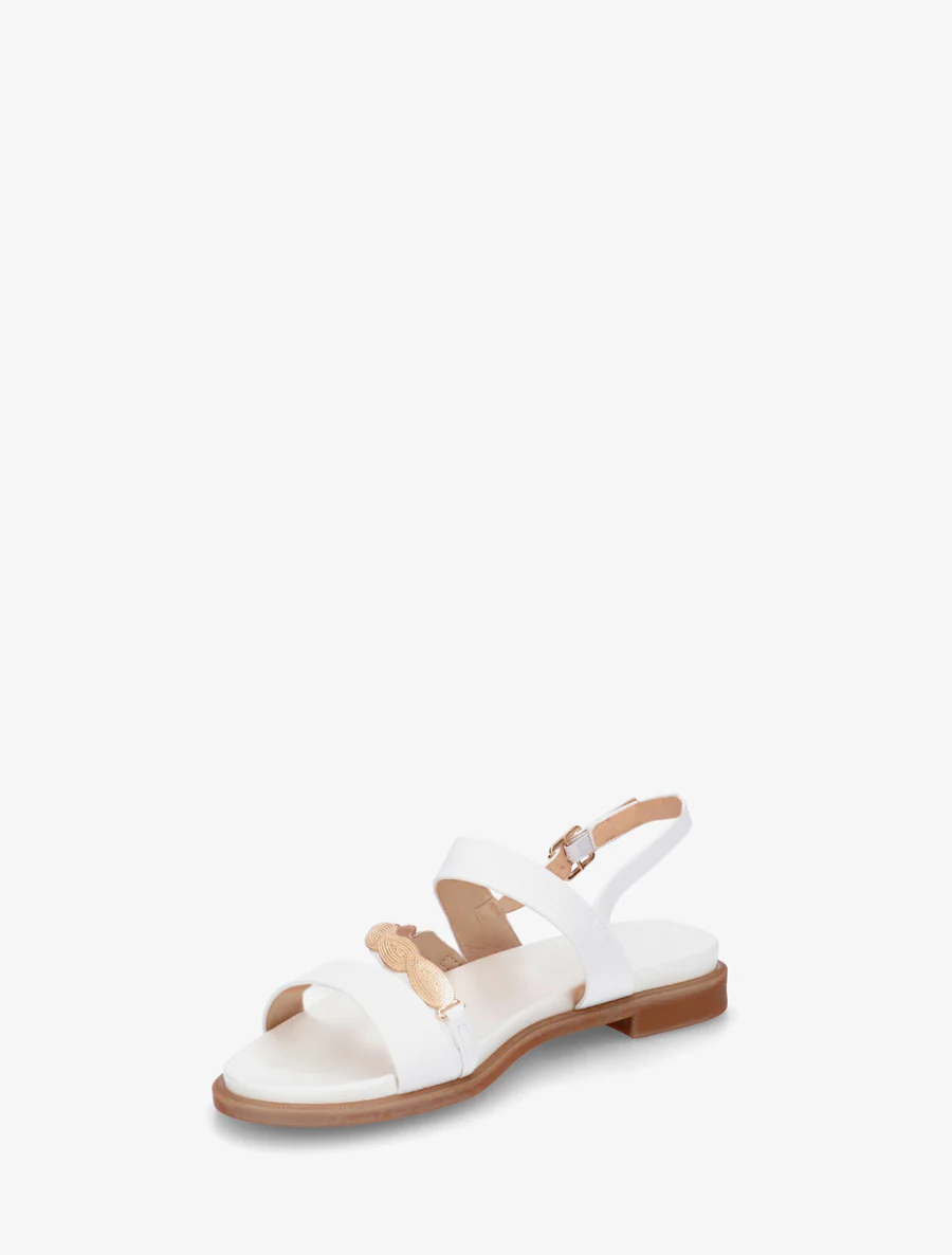 Nu-pieds en simili à bijou feuilles - Blanc - Image 3