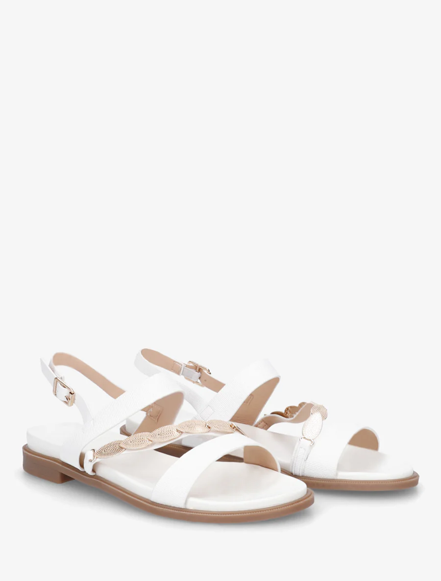 Nu-pieds en simili à bijou feuilles - Blanc - Image 4