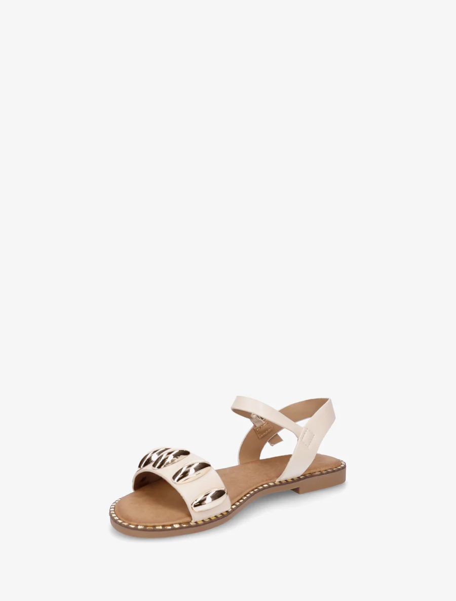 Nu-pieds en simili à bijoux ovales - Beige - Image 3