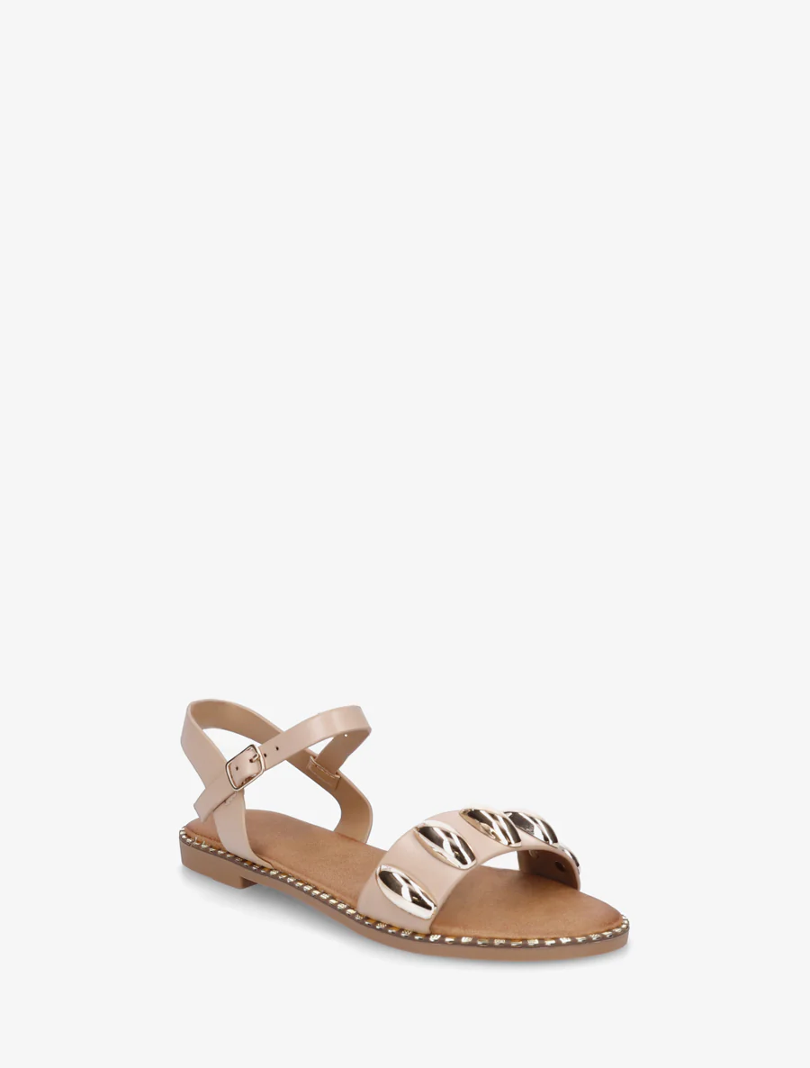 Nu-pieds en simili à bijoux ovales - Taupe - Image 2