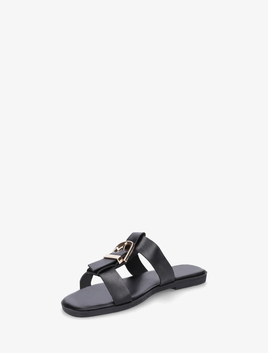 Nu-pieds en simili à boucle décorative - Noir - Image 3
