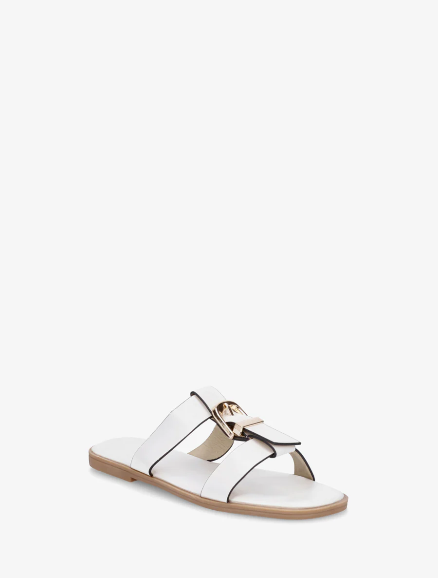Nu-pieds en simili à boucle décorative - Blanc - Image 2