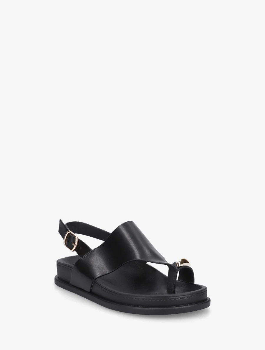 Nu-pieds en simili à empiècement métal - Noir - Image 2