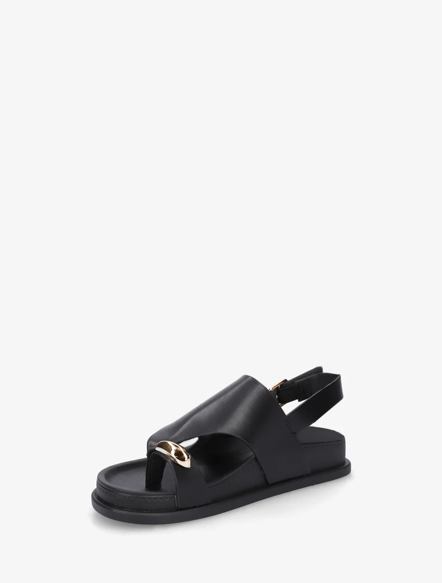 Nu-pieds en simili à empiècement métal - Noir - Image 3