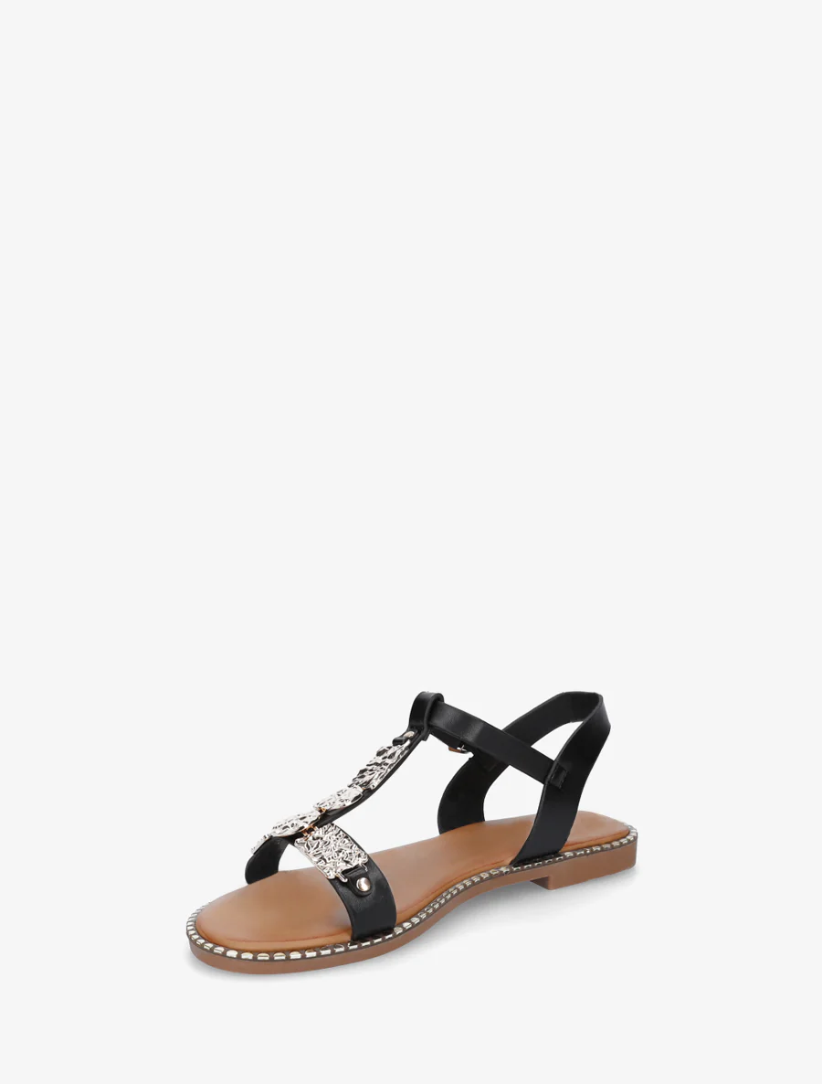 Nu-pieds en simili à empiècement métal - Noir - Image 3