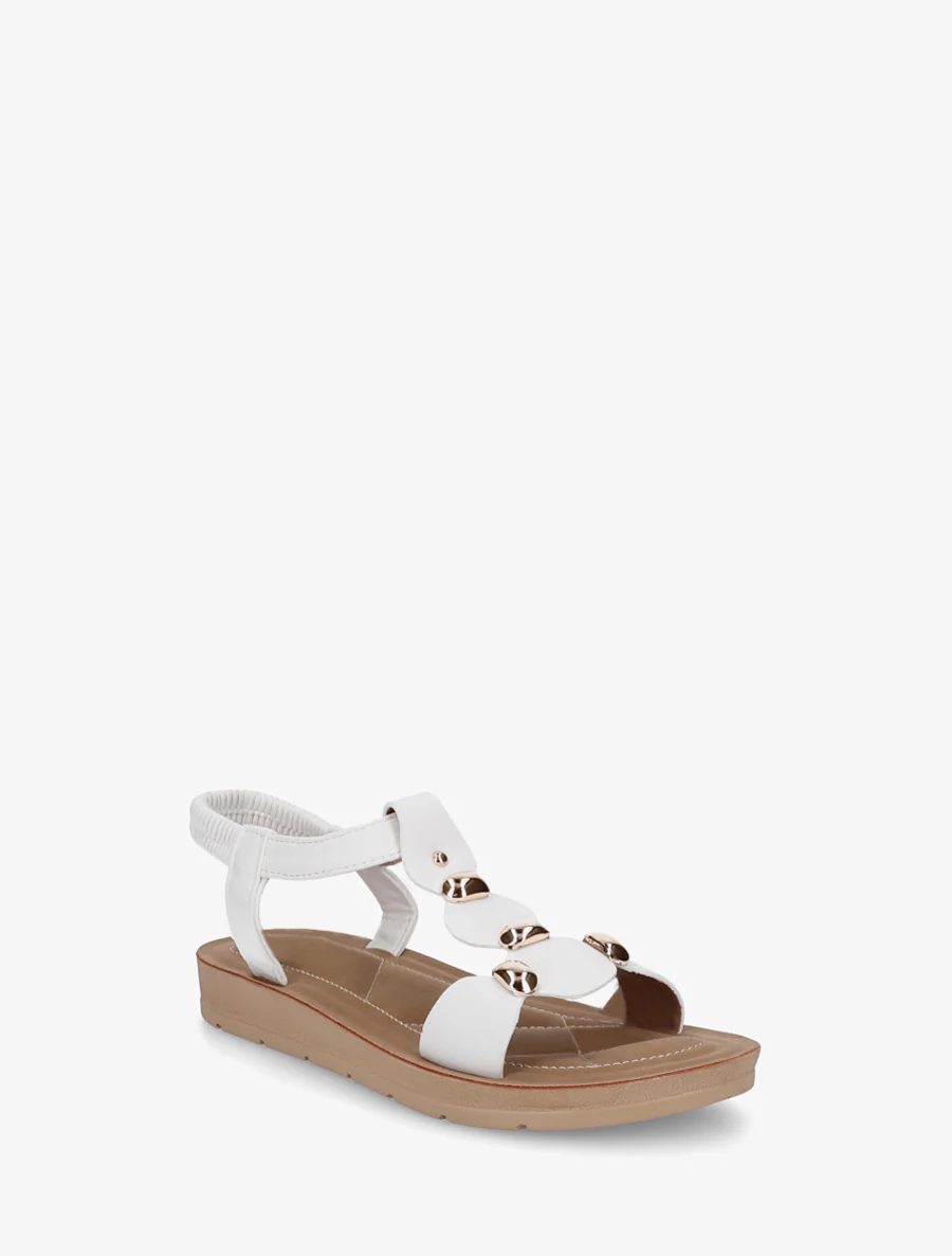 Nu-pieds en simili à tour de cheville élastiquée - Blanc - Image 2