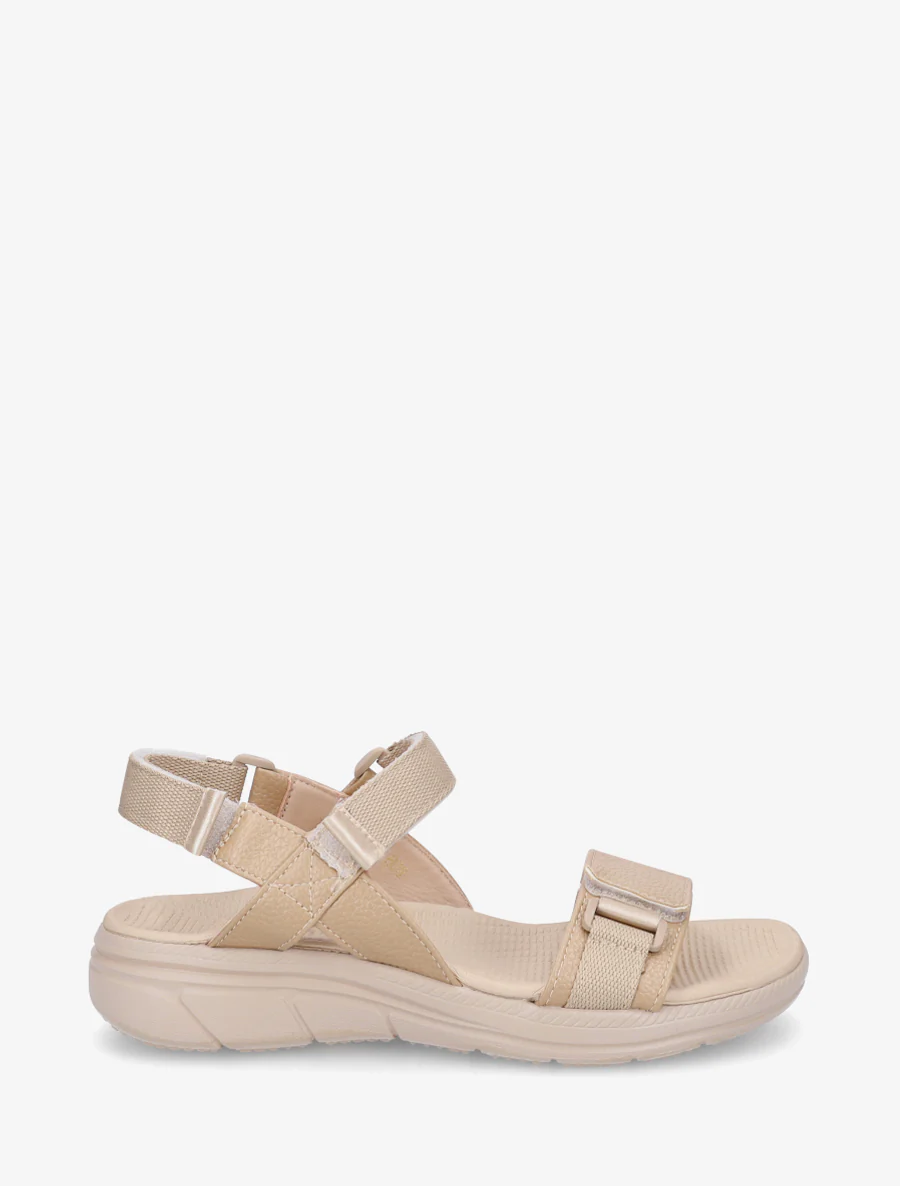 Nu-pieds en simili à triples scratch - Taupe