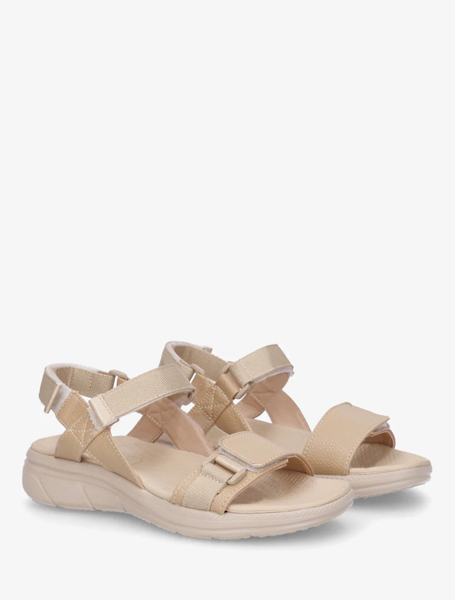 Nu-pieds en simili à triples scratch - Taupe - Image 4