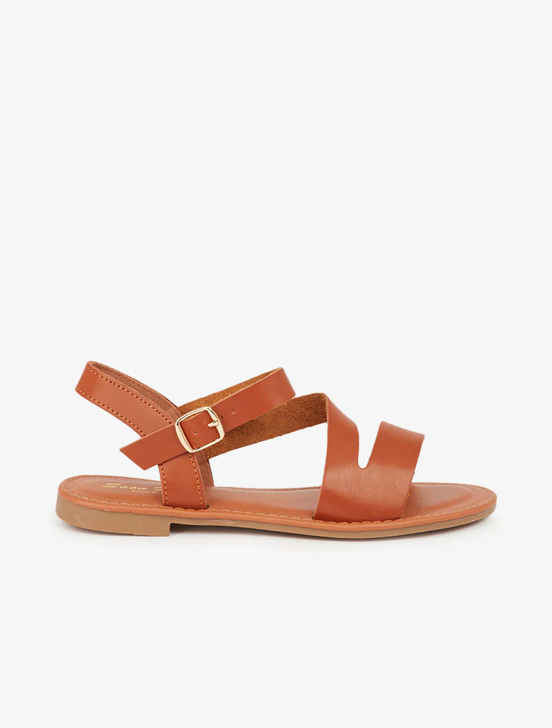 Nu-pieds minimalistes à ganse en biais - camel - Image 2