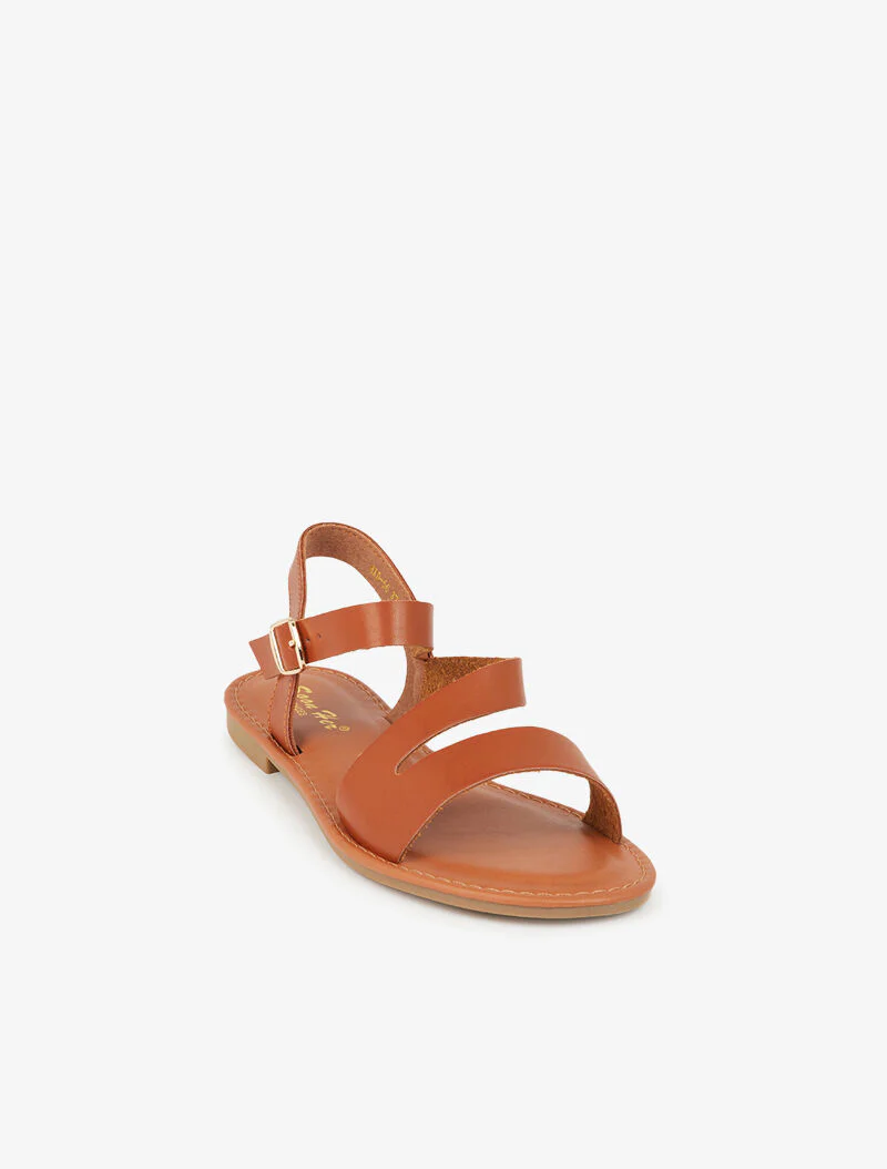 Nu-pieds minimalistes à ganse en biais - camel - Image 3