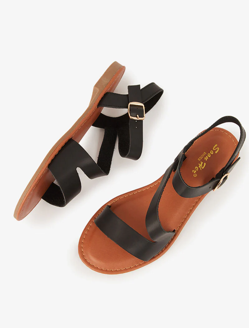 Nu-pieds minimalistes à ganse en biais - noir