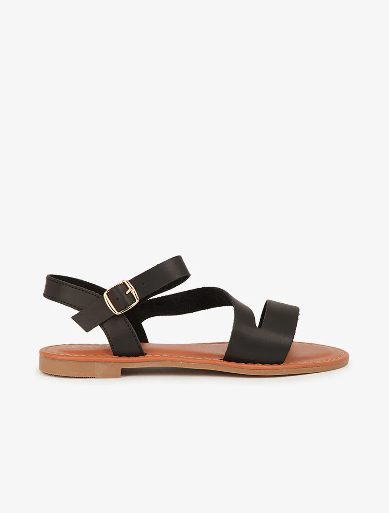 Nu-pieds minimalistes à ganse en biais - noir - Image 2