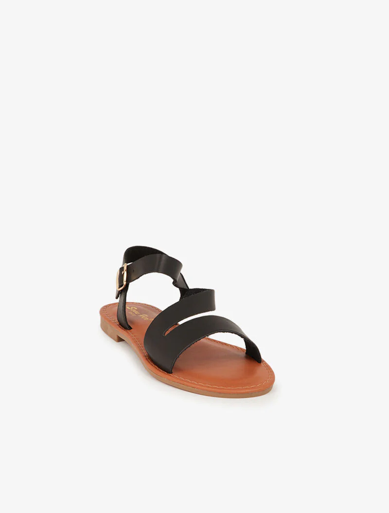 Nu-pieds minimalistes à ganse en biais - noir - Image 3