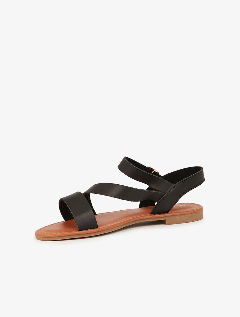 Nu-pieds minimalistes à ganse en biais - noir - Image 4