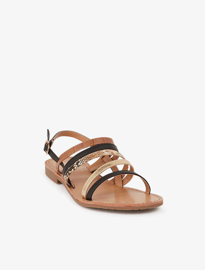 Nu-pieds multi brides à imprimé animal - noir - Image 3