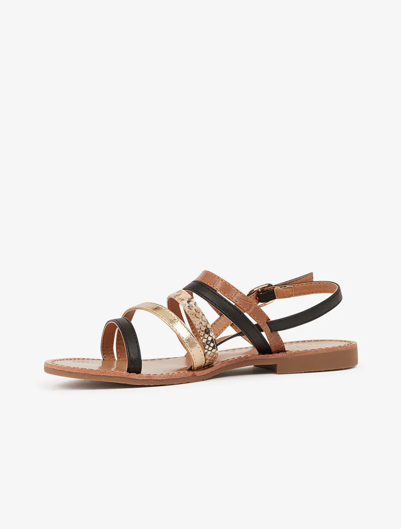 Nu-pieds multi brides à imprimé animal - noir - Image 4