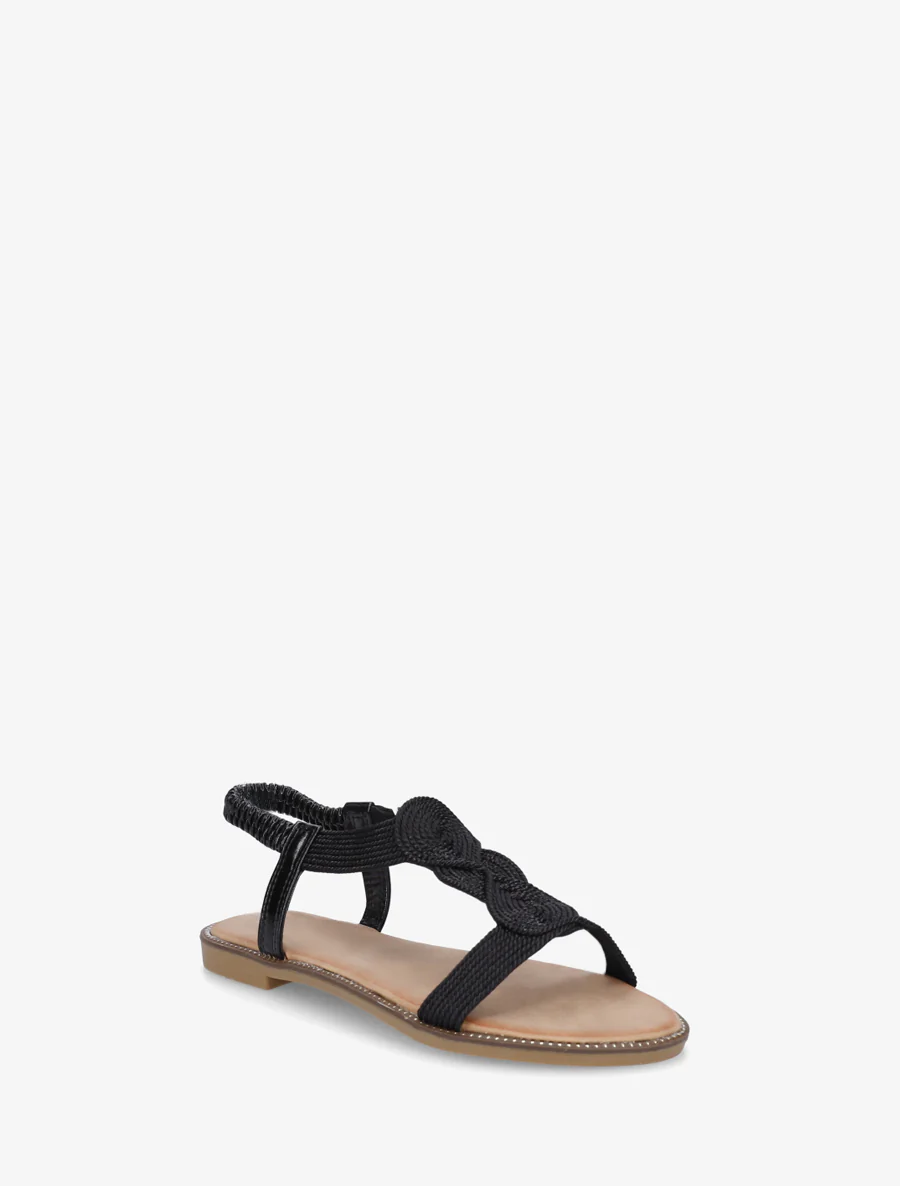 Nu-pieds tressés à cheville élastiquée - Noir - Image 2