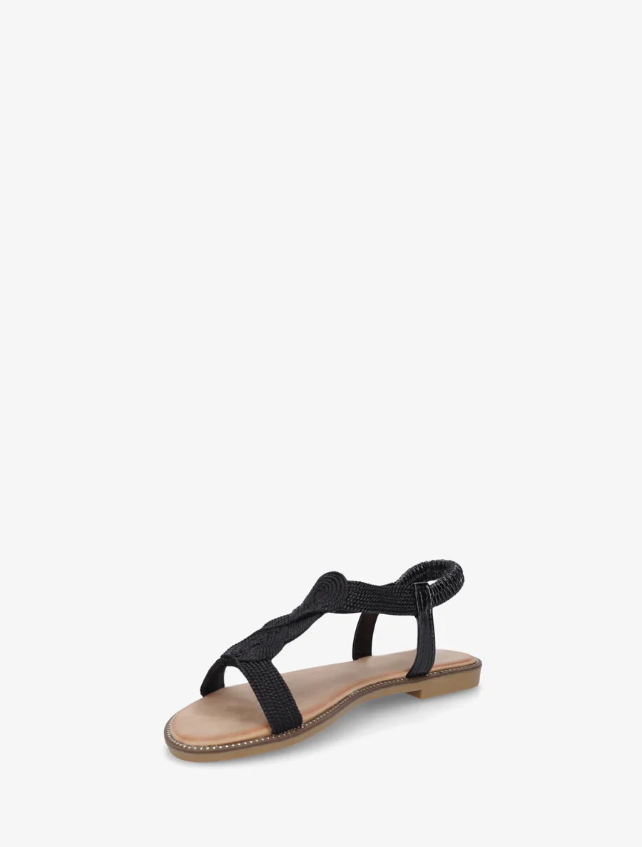 Nu-pieds tressés à cheville élastiquée - Noir - Image 3