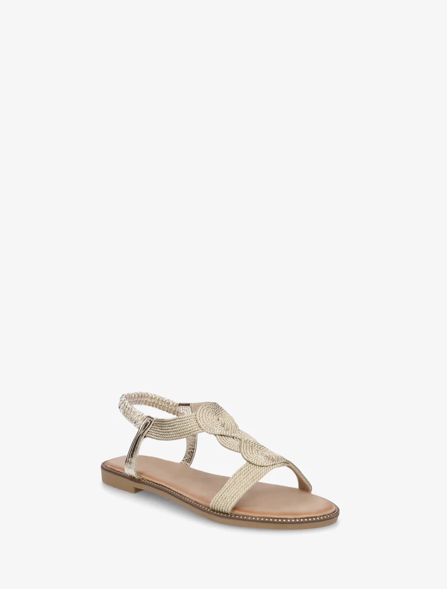 Nu-pieds tressés à cheville élastiquée - Or - Image 2