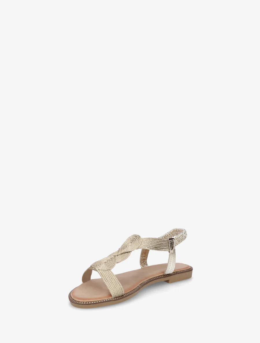 Nu-pieds tressés à cheville élastiquée - Or - Image 3