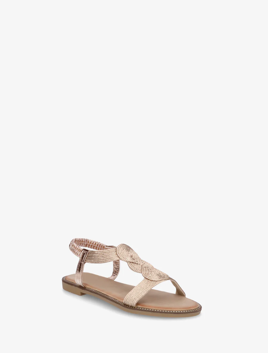 Nu-pieds tressés à cheville élastiquée - Doré rose - Image 2