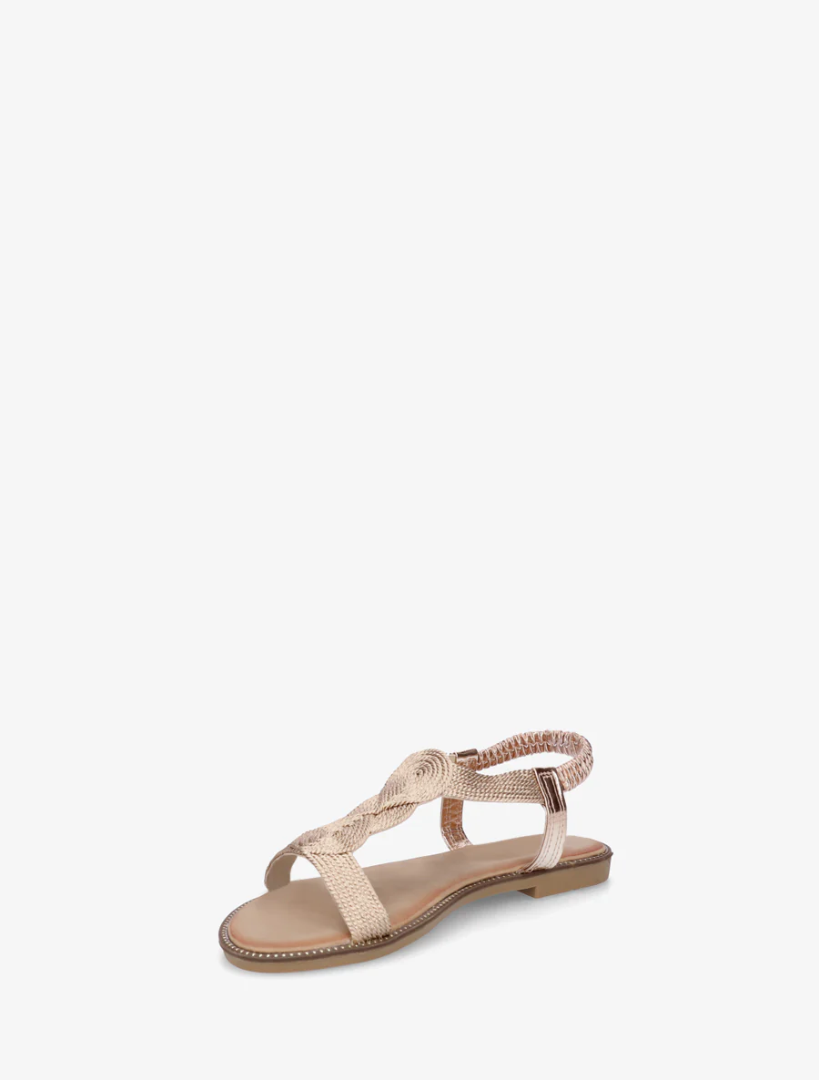 Nu-pieds tressés à cheville élastiquée - Doré rose - Image 3
