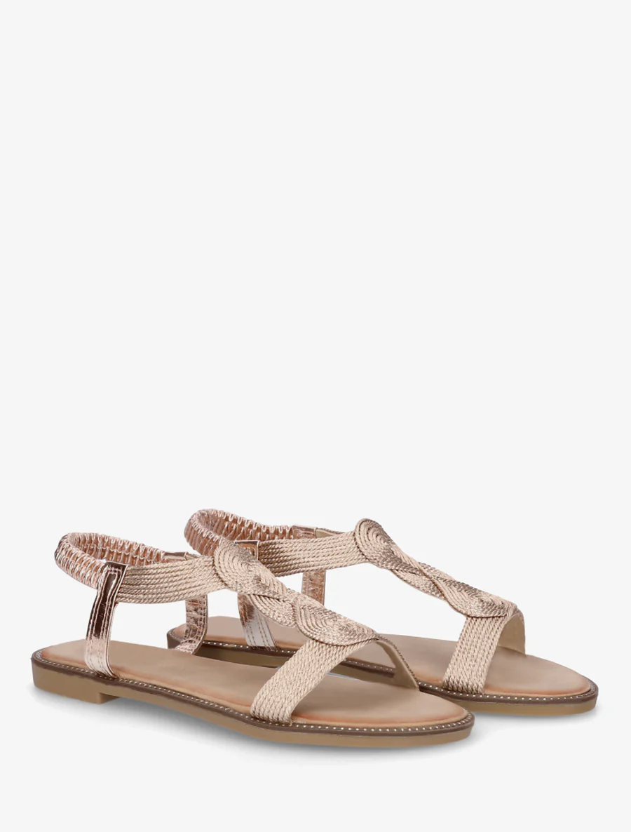 Nu-pieds tressés à cheville élastiquée - Doré rose - Image 4