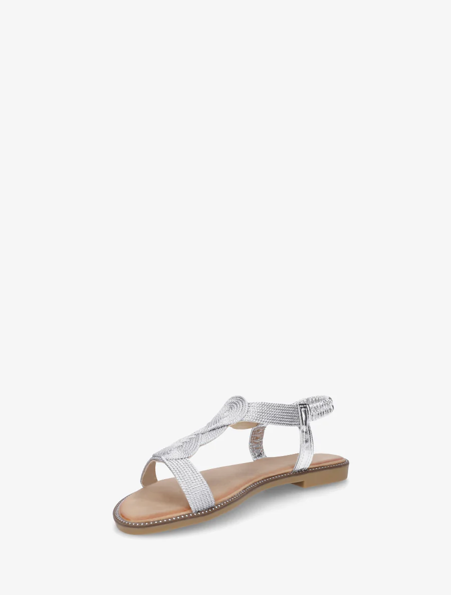 Nu-pieds tressés à cheville élastiquée - Argent - Image 3